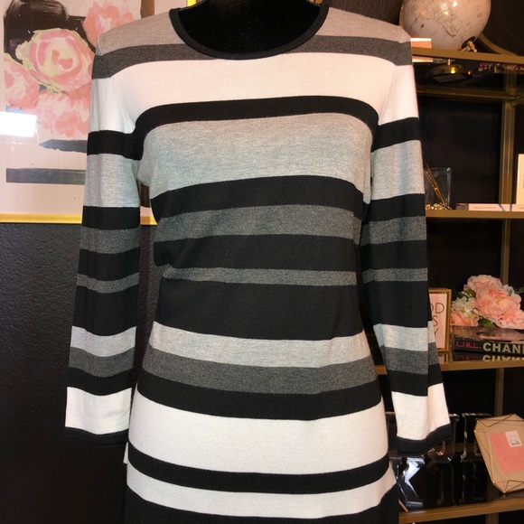 Calvin Klein Black and White Striped sweater Dress Small - Picture 8 of 8